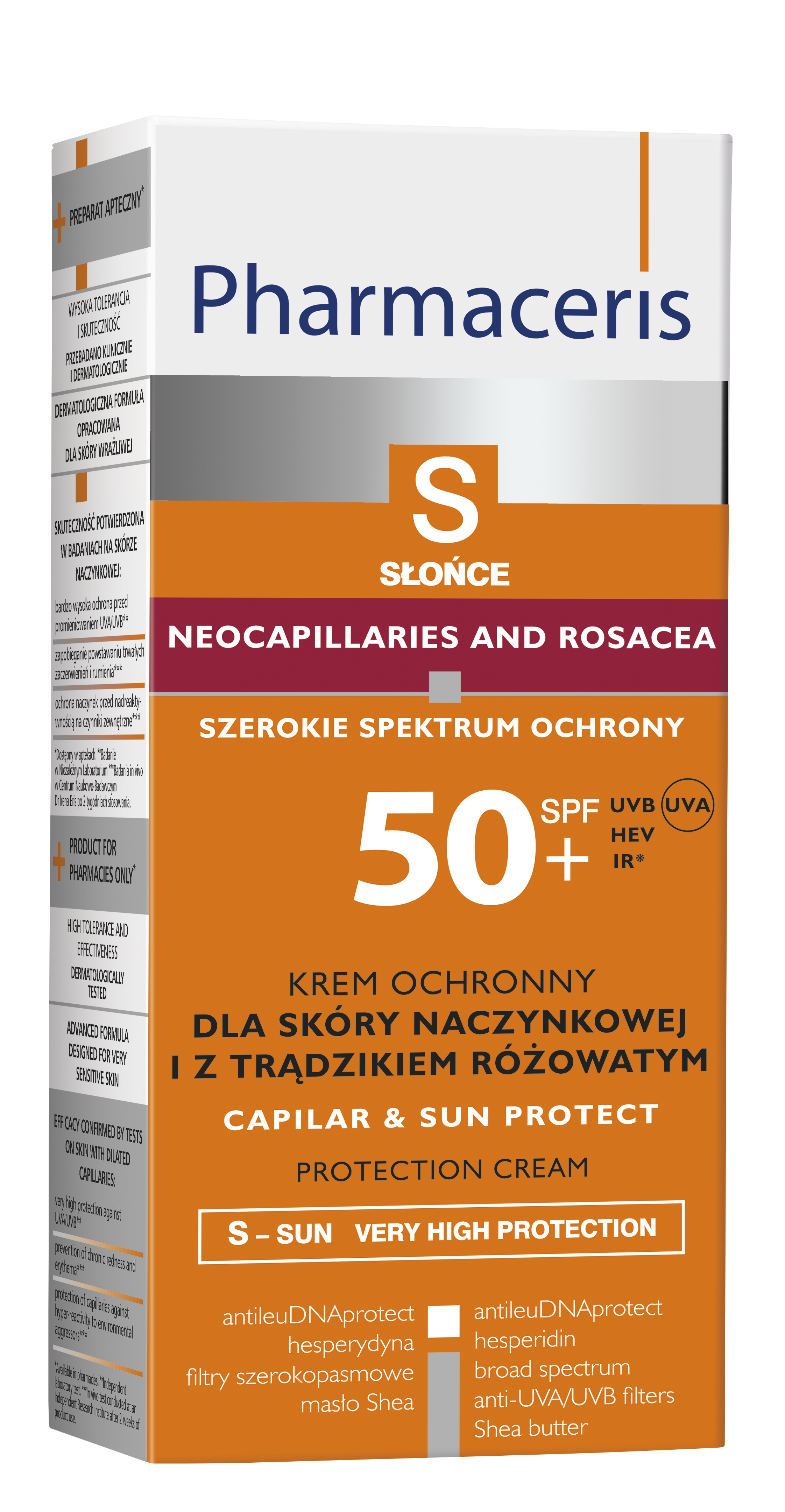 PHARMACERIS S KREM OCHRONNY SPF 50 DLA SKÓRY NACZYNKOWEJ I Z